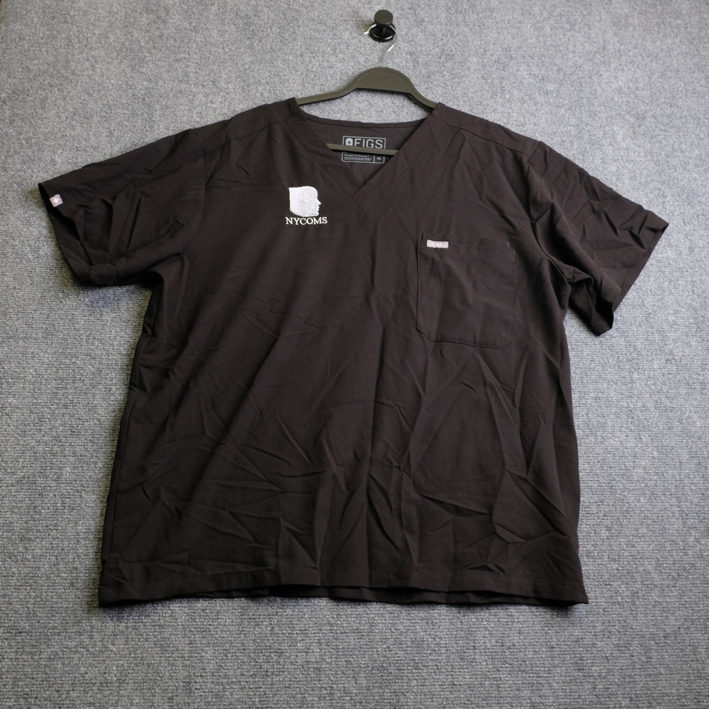 Figs Scrub Top Mens XL Black NYCOMS Medical Nurse V-Neck Leon Technical FM1500